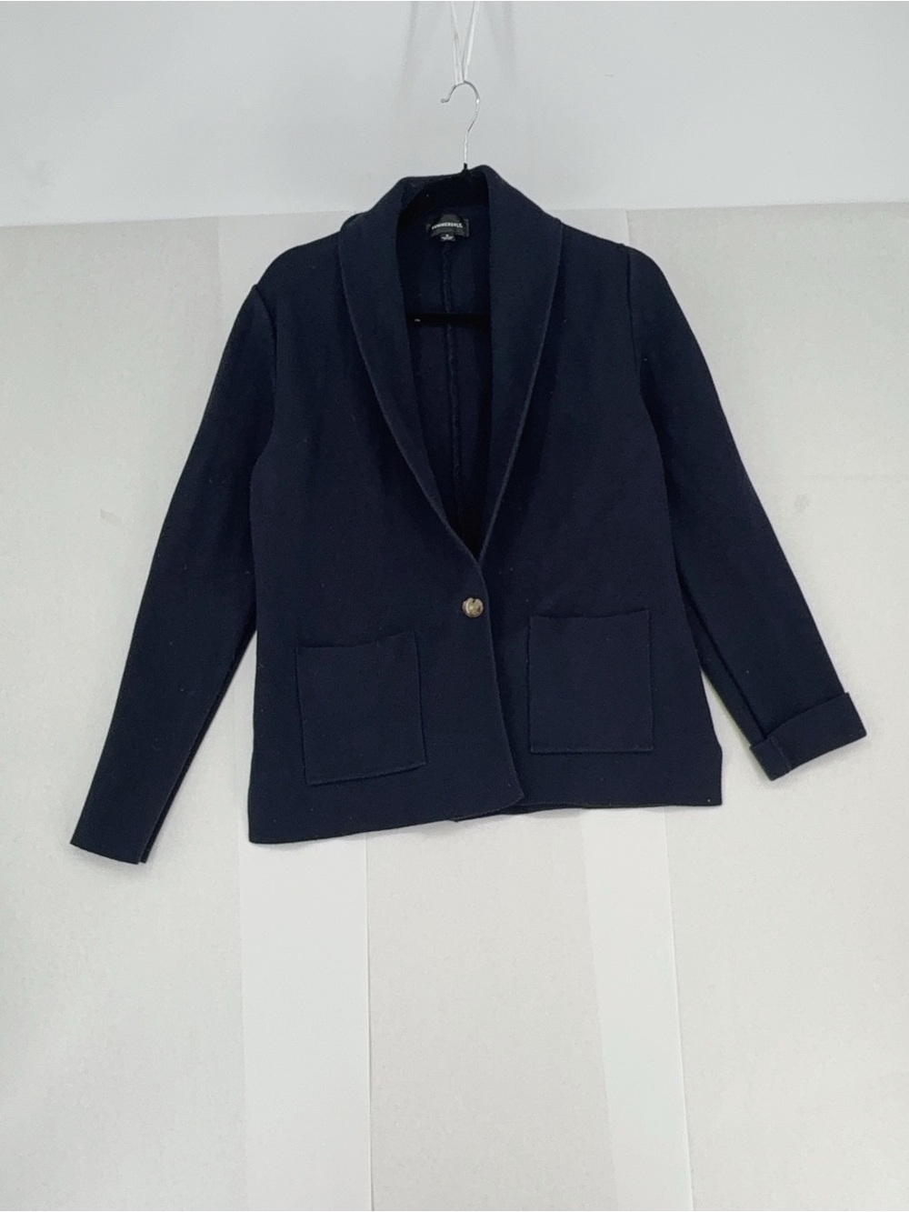 Summersalt Womens The Ribbed Sweater Blazer Navy Organic Cotton Knit Size M